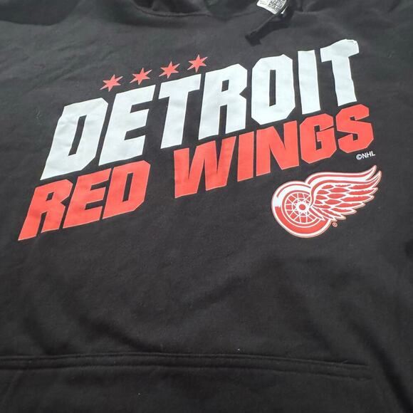 NHL Detroit Red Wings Logo Black 2XL Hooded Sweater NWT - Picture 2 of 5